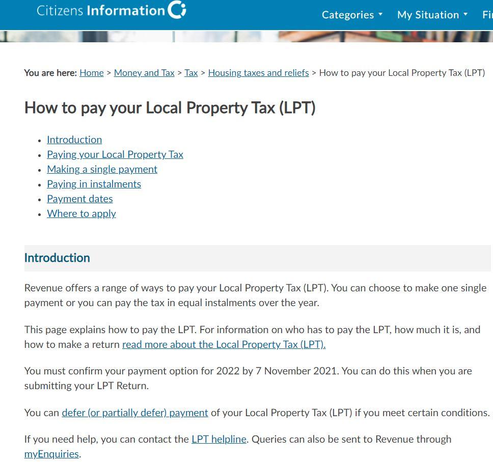 Citizens Information How to Pay LPT