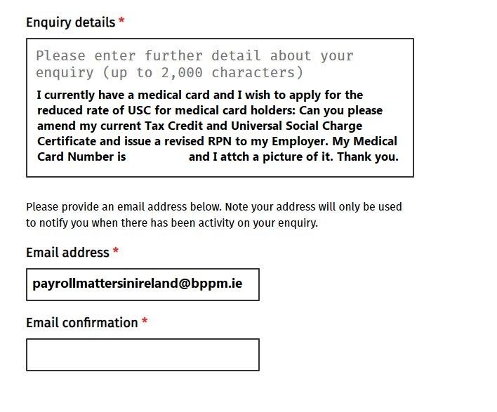 Apply for USC reduction for Medical Card